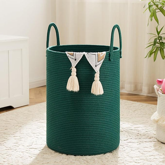Laundry Basket, Woven Cotton Rope Laundry Hamper, 80L by Artfeel