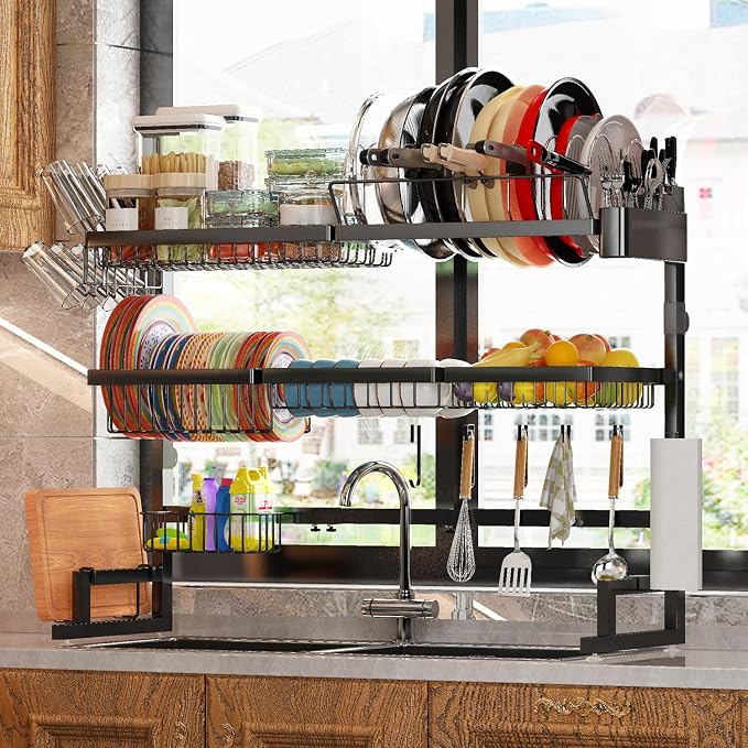 Over Sink Dish Drying Rack Snap-On Design Large Dish Drainer Storage Counter - Image 4