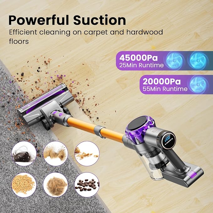 S3P Cordless Vacuum Cleaner, 45kPa Powerful Suction Vacuum Cleaners - Image 2
