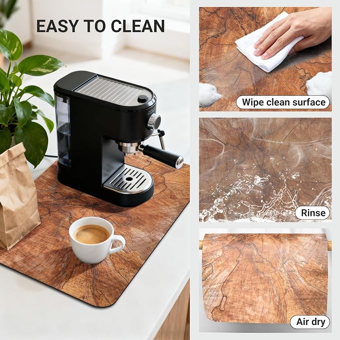 Kitchen Counter Mat 24x16 Inch, Wood Grain Slices Design, Absorbent Hide Stain - Image 4
