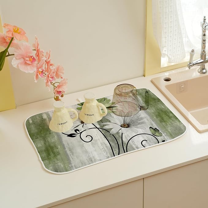 Floral Dish Drying Mat 18x24 Inches - Image 4