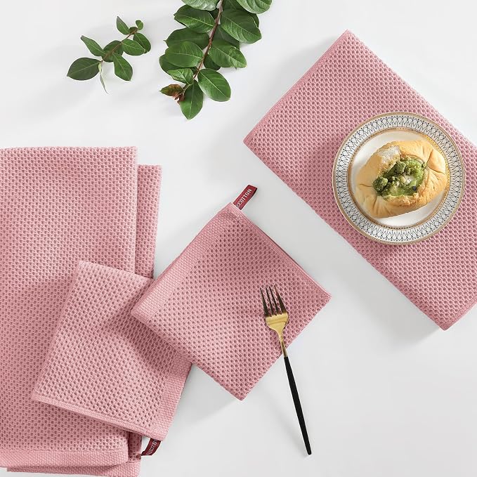 Homaxy 100% Cotton Kitchen Towels and Dishcloths Set, 12 x 12 Inches and 13 x - Image 6