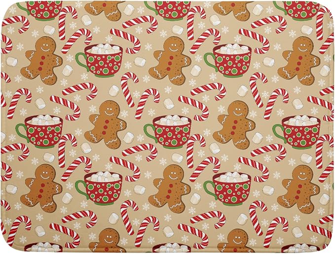 Christmas Gingerbread Man Dish Drying Mat by Aytipun