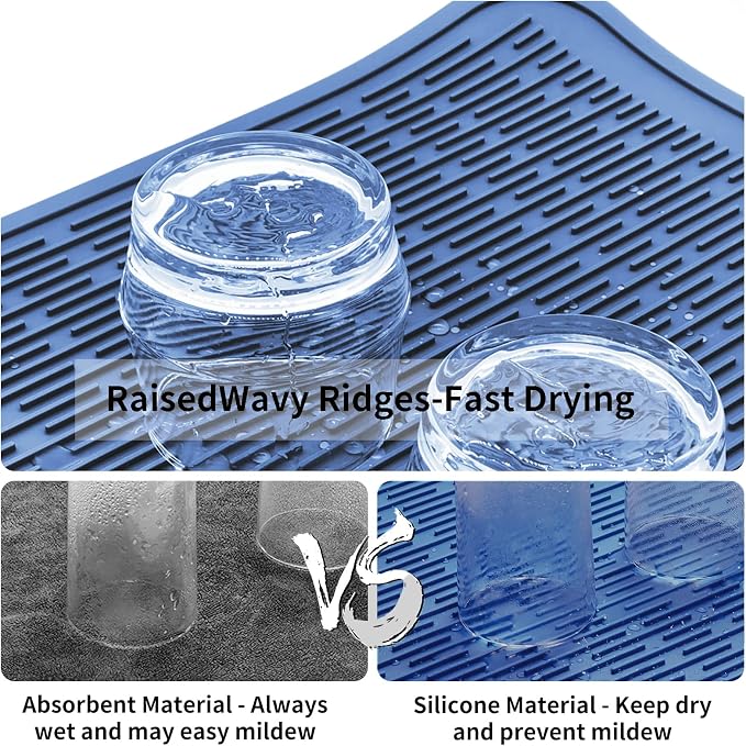 ZLR Silicone Dish Drying Mat for Kitchen Counter, Eco-Friendly Fast Dry Dish Mat - Image 2