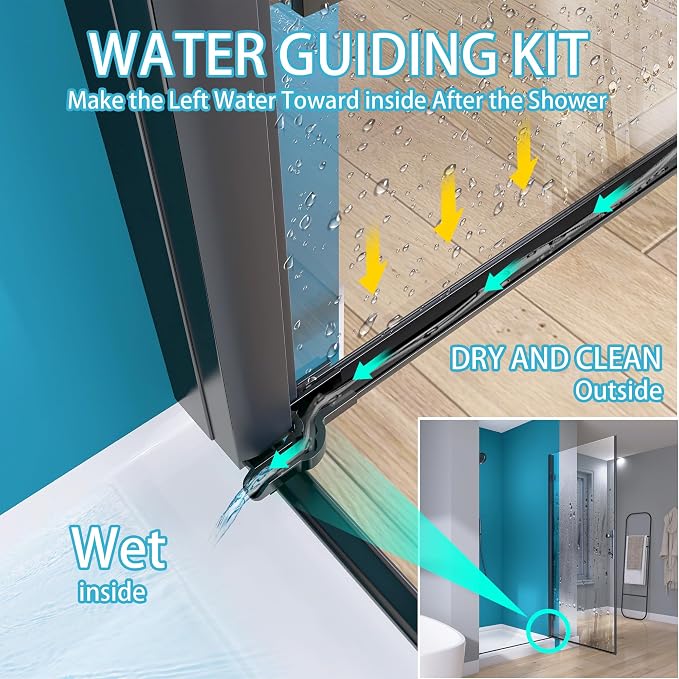 GETPRO Frameless Pivot Shower Door 30 in. W x 72 in. H Swing Single Small - Image 5