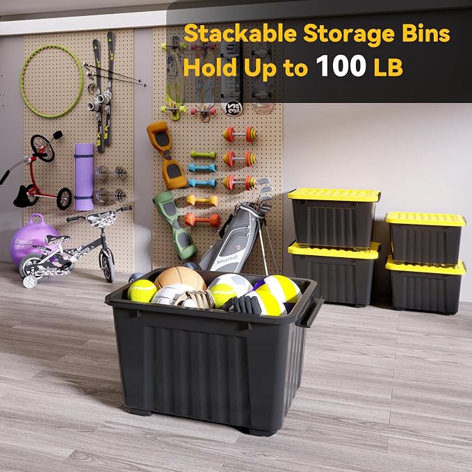 Nazhura 72Quart Plastic Storage Bin, Stackable and Nestable Storage Boxes - Image 5