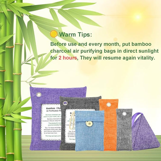 Bamboo Charcoal Bags Odor Absorber 4 Pack×500g Bamboo Charcoal Air Purifying - Image 2