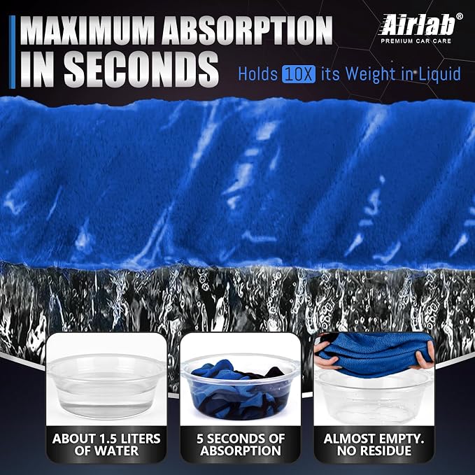 Airlab Microfiber Towels for Cars Wash Drying Thick Plush Cleaning Cloth Auto - Image 3