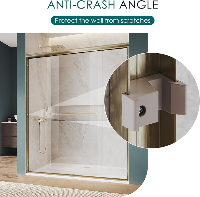 ELEGANT Double Sliding Shower Door 44-48" W x 72" H, Semi-Frameless Bypass - Image 6