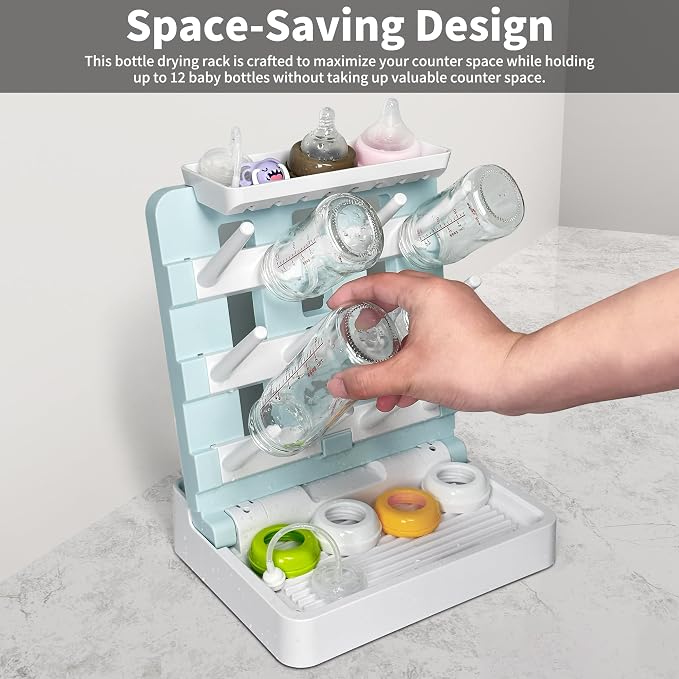Baby Bottle Drying Rack, Vertical Standing Bottle Dryer Rack Holder-Space - Image 3