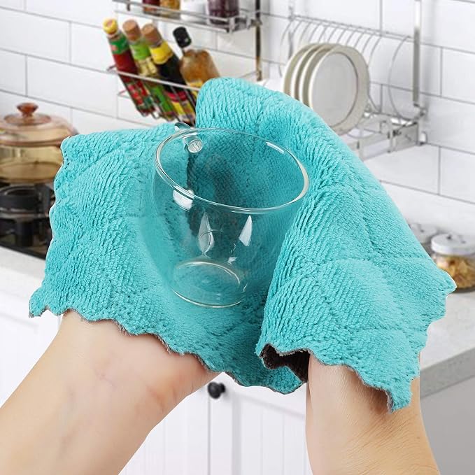 10Pack Kitchen Cloth Dish Towels, Super Absorbent Coral Velvet Dishtowels - Image 5