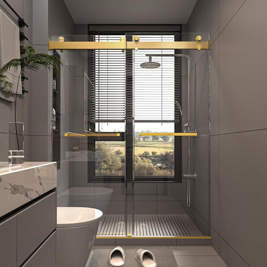 Shower Door 56–60 in W x 76 in H 3/8" Tempered Glass Double Sliding Shower Door by Relaxcabine