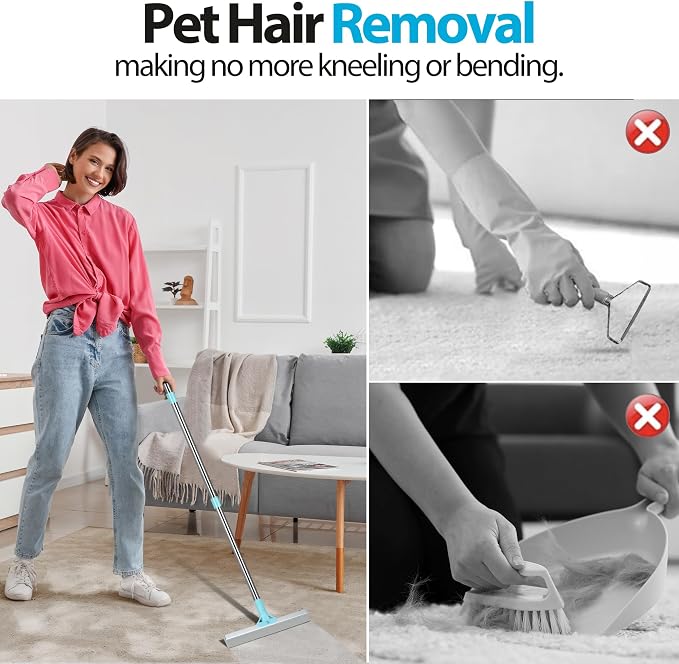 Carpet Rake for Pet Hair Removal Tool, 2 in 1 TPU and Copper Rake Teeth - Image 3