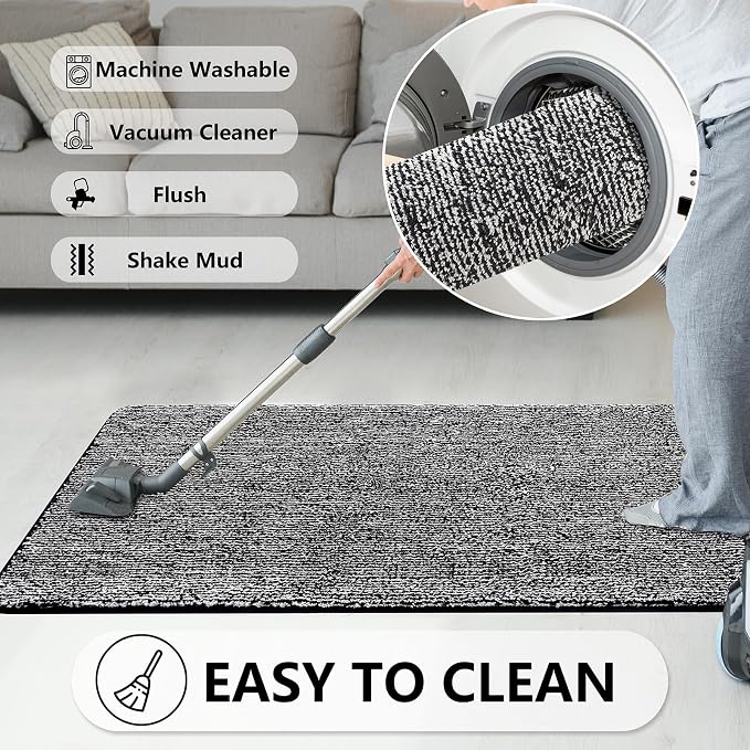 REFETONE Indoor Doormat, Front Door Mat 24"x36" Absorbent Rubber Backing Non - Image 6