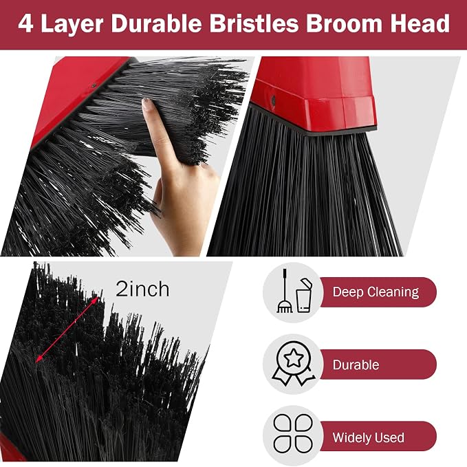 8 Pcs Outdoor Broom for Floor Cleaning 54 Inch Commercial Heavy Duty Broom Long - Image 3