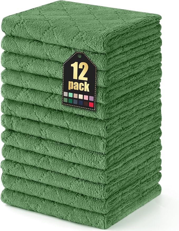 Homaxy 12 Pack Dish Towels for Kitchen, Super Soft and Absorbent Coral Velvet by Homaxy