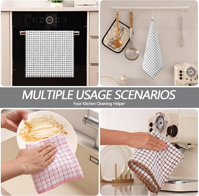 Homaxy Kitchen Towels and Dishcloths Set, 16 x 25 and 12 x 12 Inches, Super - Image 6