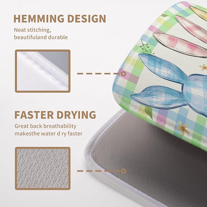 Easter Drying Mat for Kitchen Counter 18x24 Inch Spring Cute Bunny Dish Drying - Image 4