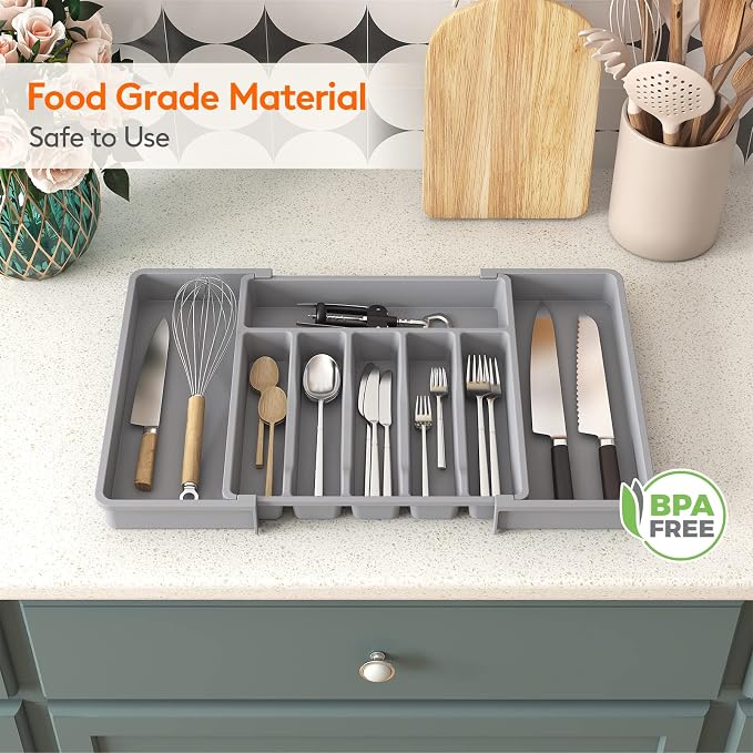 Lifewit Silverware Drawer Organizer, Expandable Utensil Tray - Image 6