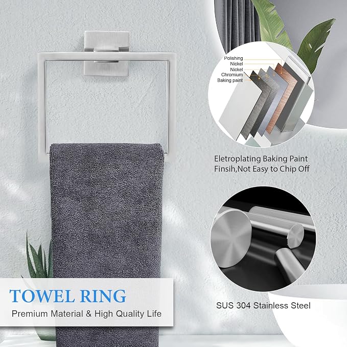 Brushed Nickel Bathroom Towel Bar Set Bathroom Accessories Hardware Set - Image 4