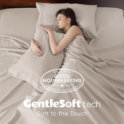 Bedsure Deep Pocket Twin Sheets Set - Fits Mattresses Up to 21 Inches Thick -3 Piece GentleSoft Bed Sheets, Moisture Wicking, Soft & Cooling Bedsheet & Pillowcases, Easy & Secure Fit, Linen