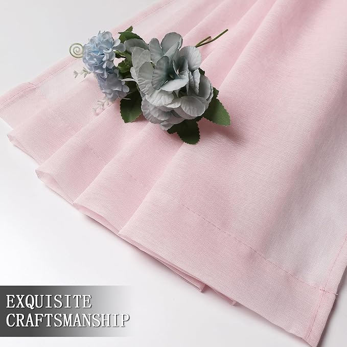 Tollpiz Short Sheer Curtain Living Room Linen Textured Curtains Sheer Light - Image 7