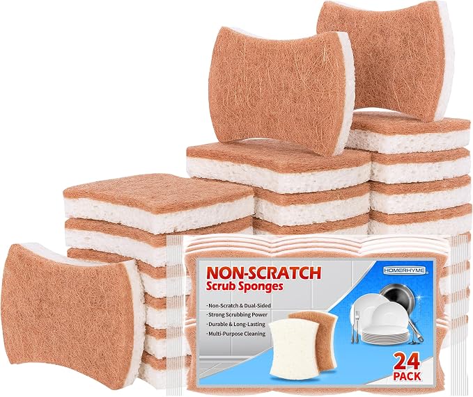 HOMERHYME Natural Dish Sponge 24 Pack, Non-Scratch Scrub Sponge, Eco by HOMERHYME