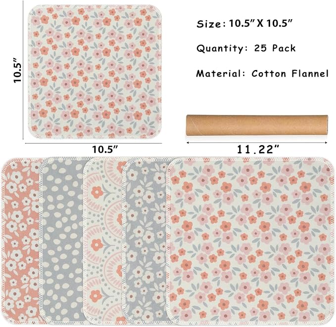 25 Pack Reusable Tissue Paperless Towel Roll Washable Cotton - Image 2