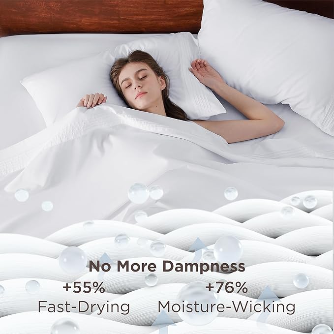Bedsure Deep Pocket King Sheet Set - Fits Mattresses Up to 21 Inches Thick - 4 Piece GentleSoft Bed Sheets, Moisture Wicking, Soft & Cooling Bedsheet & Pillowcases, Easy & Secure Fit, White