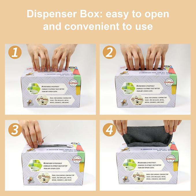 Microfiber Cleaning Cloth, Lint-Free Shop Towels Reusable, Bulk Rags in a Box - Image 5