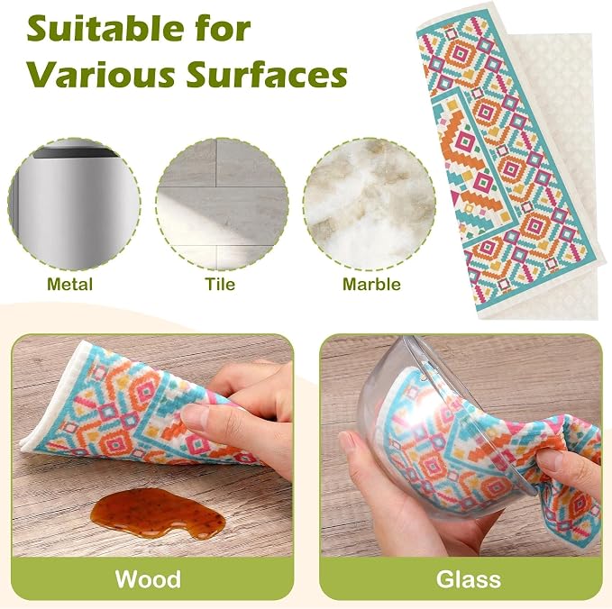6 Packs Swedish Paper Cloths for Kitchen, Reusable Paper Towels Washable Dish - Image 6