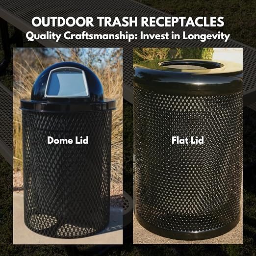 COATEDOUTDOORFURNITURE RFT-TXTBLK Heavy Duty Round Trash Receptacle - Image 4