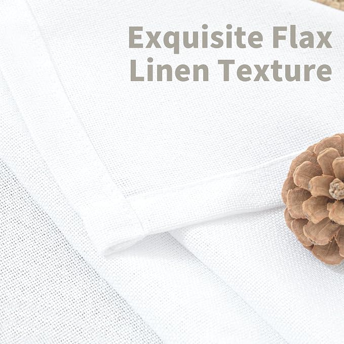 YoungsTex 63 Inch Length White Linen Curtains 2 Panels - Image 4
