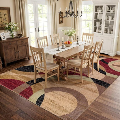 Rugshop Contemporary Abstract Circles Perfect for high Traffic Areas of Your Living Room,Bedroom,Home Office,Kitchen Area Rug 9' x 12' Multi