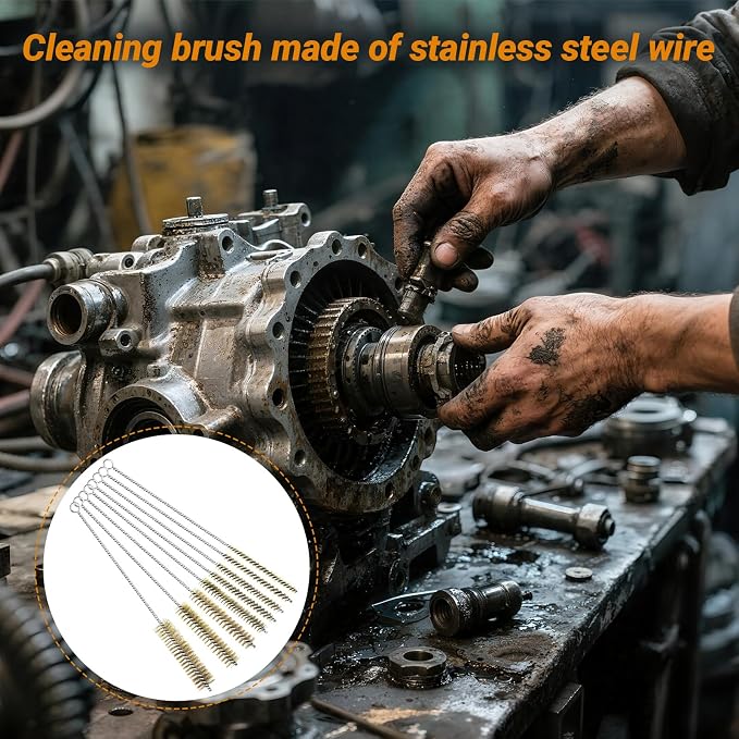 8Pcs Tube Cleaning Brush, Brass Stainless Steel Engine Cleaning Brushes - Image 3