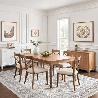 9x12 Area Rug Living Room: Washable Boho Large Neutral Vintage Soft Rugs Stain Resistant Farmhouse Non Slip Indoor Floor Carpet for Bedroom Nursery Kids Playroom Office Dining Room Home- Ivory Gray