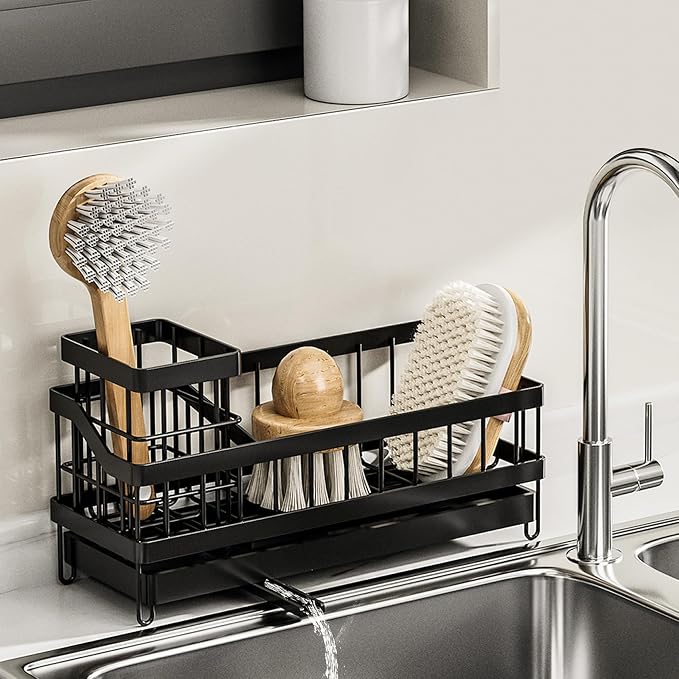 Large Sponge Holder for Sink, Stainless Steel Sink Caddy Organizer by BGRQRIQ