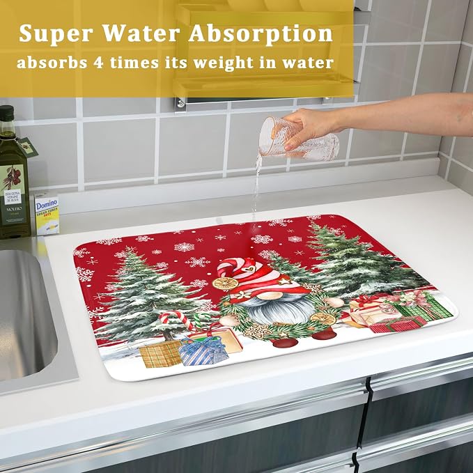 Christmas Dish Drying Mat for Kitchen Counter, Merry Christmas Dish Drying Mat - Image 7