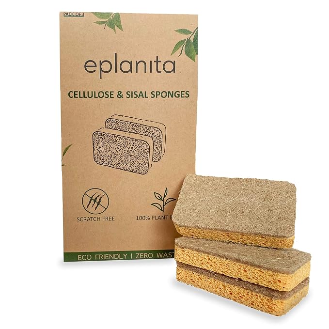 eplanita Natural Plant Based Scrub Sponges, Non-Scratch, Biodegradable Eco by eplanita