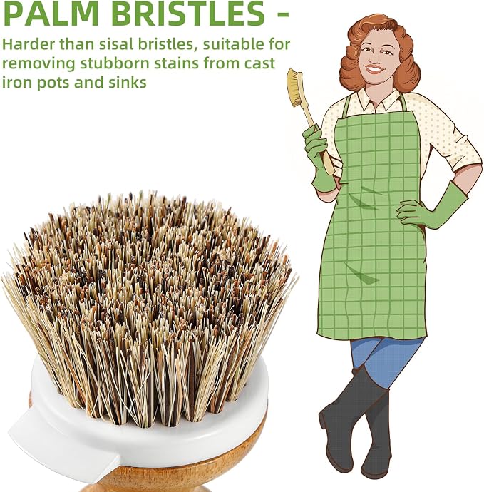 SUBEKYU Dish Brush, Bamboo Dish Scrubber Brush Set - Image 2