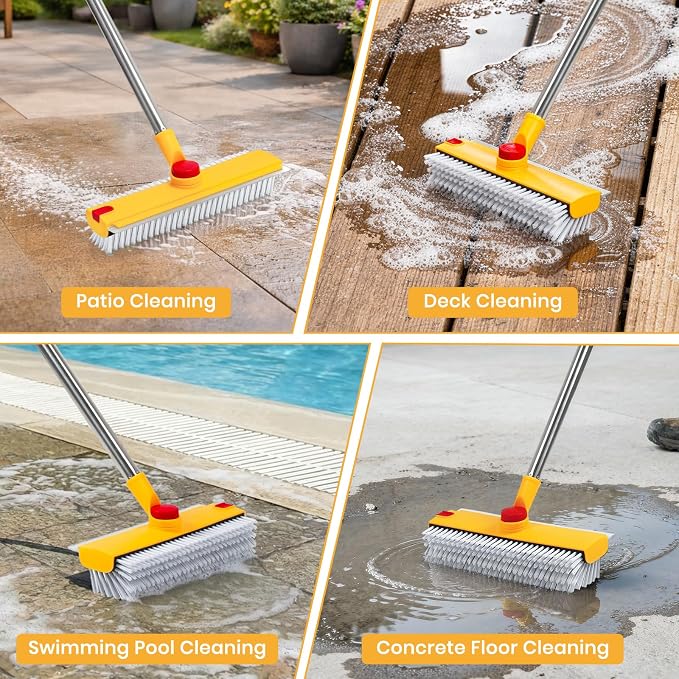 64in Floor Scrub Brush with Long Handle, 3 in 1 Hard Bristle Cleaning Brush - Image 6