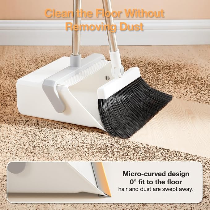 Broom with Dustpan Combo Set, UOEOS One-Sweep Clean, Pet Hair Removal Broom - Image 5