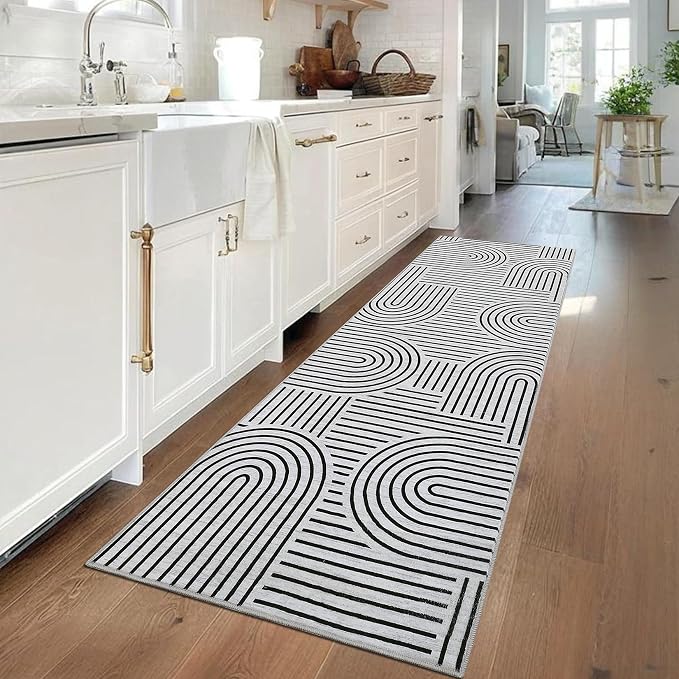 Modern Rug 2x6 Runners for Hallways, Abstract Kitchen Runner Rugs Non Slip Bath - Image 2