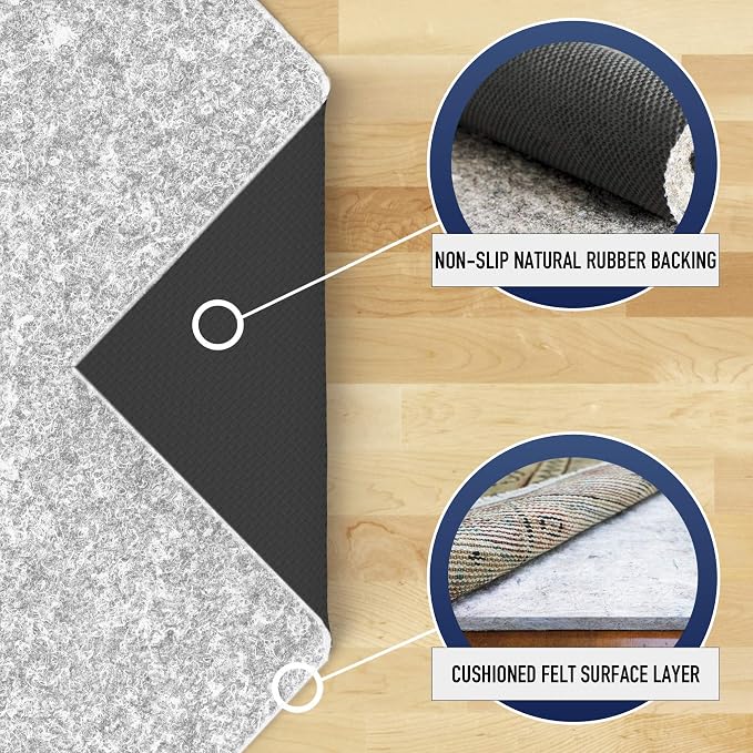 RUGPADUSA - Dual Surface - 5' Round - 1/4" Thick - Felt + Rubber - Non-Slip - Image 3
