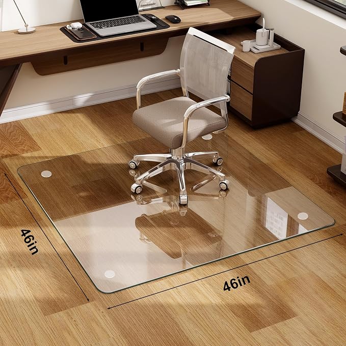 47" x 47" Tempered Glass -Glass Chair Mat, Heavy Duty Hard Floor Mat - Image 2
