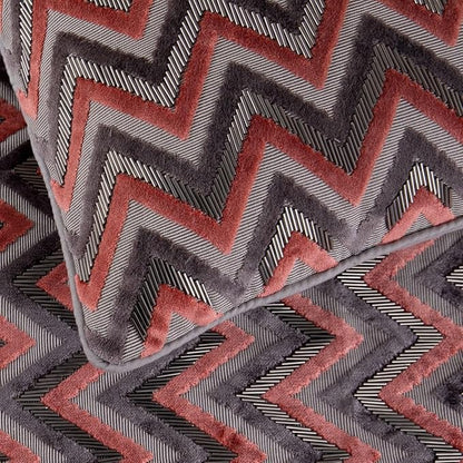 The HomeCentric Grey Bed Runner, King Size 90"x18" Decorative Bed Runner with Matching Pillow Cover, Peach & Grey Velvet Bed Scarf in Bead Embroidery - Blushed Chevron
