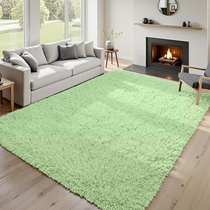 6x9 Area Rugs for Living Room Rug: Soft Fluffy Shag Mint Green Rugs for Bedroom, Non-Slip Large Fuzzy Plush Rug Indoor Floor Carpet for Nursery Kids Boys Girls Room, Dorms, Playroom, Modern Home Decor