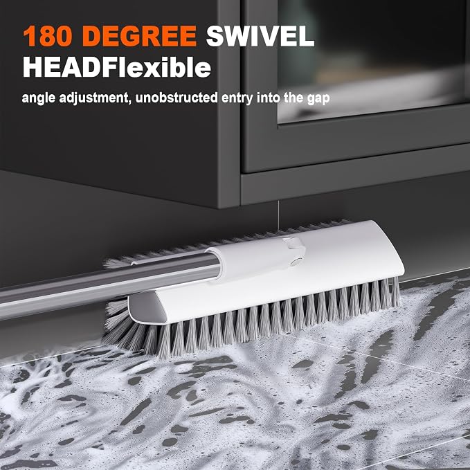 Floor Scrub Brush with Long Handle, Heavy-Duty Tile and Shower Grout Brush Stiff - Image 4