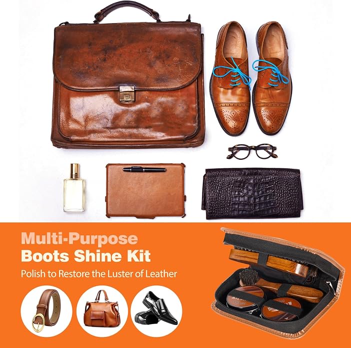 Topus 8 Pieces Shoe Polish Kit, Includes 2Pcs 1.4Oz Brown Shoe Wax, 3 Pieces - Image 6