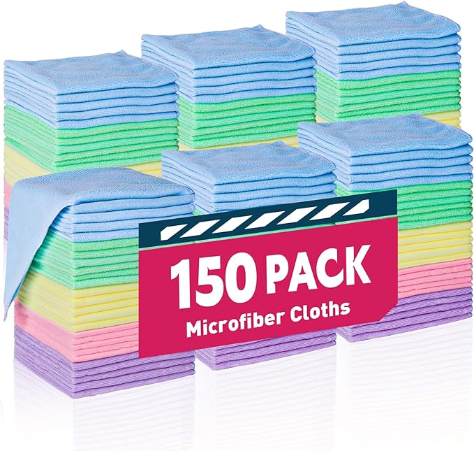 Microfiber Towels Bulk-150 Pack, Cleaning Cloths, Microfiber Towels by TEAWOO